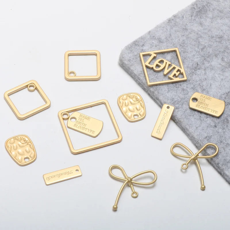 Square Hollow Bow Pendant DIY Jewelry Earrings Nail Accessories