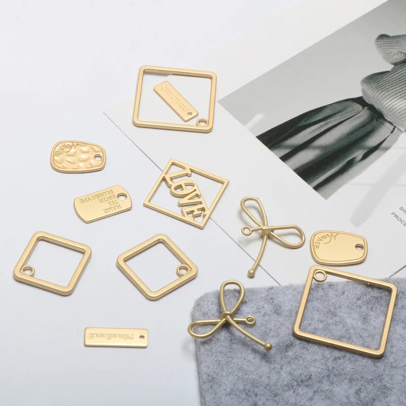 Square Hollow Bow Pendant DIY Jewelry Earrings Nail Accessories