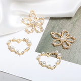 Pearl Rhinestone Flower Stamen Earrings DIY Jewelry Accessories