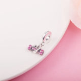 Dumbbell & Heart Dangle Charm 925 Silver Women's Holiday Jewelry