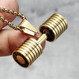Dumbbell Men Necklaces 316L Stainless Steel Fitness Pendant