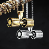 Dumbbell Men Necklaces 316L Stainless Steel Fitness Pendant