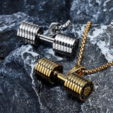 Dumbbell Men Necklaces 316L Stainless Steel Fitness Pendant