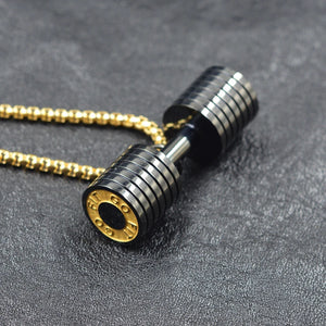 Dumbbell Go Fit Pendant Necklace 316L Stainless Steel