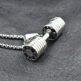 Dumbbell Go Fit Pendant Necklace 316L Stainless Steel