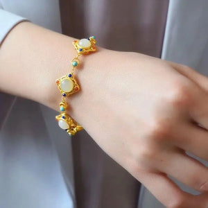 Vintage S925 Sterling Silver Hetian Jade Bracelet