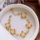 Vintage S925 Sterling Silver Hetian Jade Bracelet