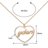 Heart Letter Name Necklace Zirconia Pendant Personalized Necklace