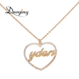 Heart Letter Name Necklace Zirconia Pendant Personalized Necklace