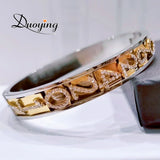 316L Stainless Slider Charms Bangle with Zirconia Letters