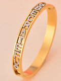 316L Stainless Slider Charms Bangle with Zirconia Letters