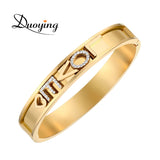 316L Stainless Slider Charms Bangle with Zirconia Letters