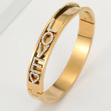 316L Stainless Slider Charms Bangle with Zirconia Letters