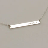 Custom Name Necklace for Women, Engraved Bar Initial Necklace