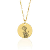 Custom Birth Month Flower Coin Chain Necklace