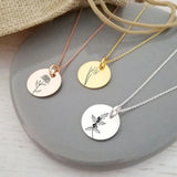 Custom Birth Month Flower Coin Chain Necklace