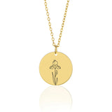 Custom Birth Month Flower Coin Chain Necklace