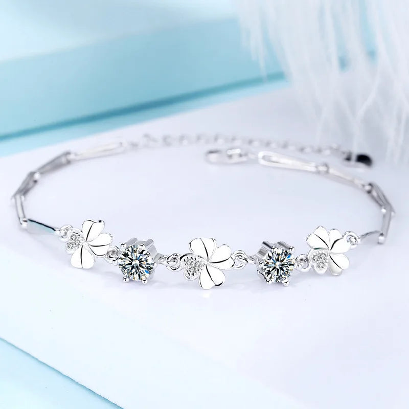 Sterling Silver Clover Bracelet Christmas Bangle