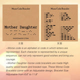 Pink Natural Stone Morse Code Mother Daughter Bracelets