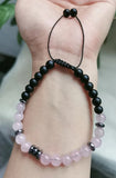 Pink Natural Stone Morse Code Mother Daughter Bracelets