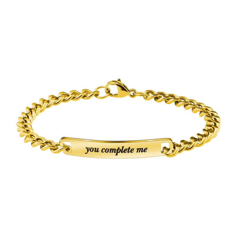 Engraved Name Couple Bracelet Cuban Chain Holiday