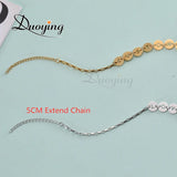 Duoying Letter Charms 26 Alphabet Coin Bracelet Stainless Steel Square Chain