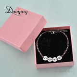 Duoying Letter Charms 26 Alphabet Coin Bracelet Stainless Steel Square Chain