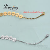Duoying Letter Charms 26 Alphabet Coin Bracelet Stainless Steel Square Chain