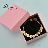 Duoying Letter Charms 26 Alphabet Coin Bracelet Stainless Steel Square Chain