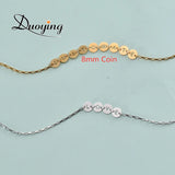 Duoying Letter Charms 26 Alphabet Coin Bracelet Stainless Steel Square Chain