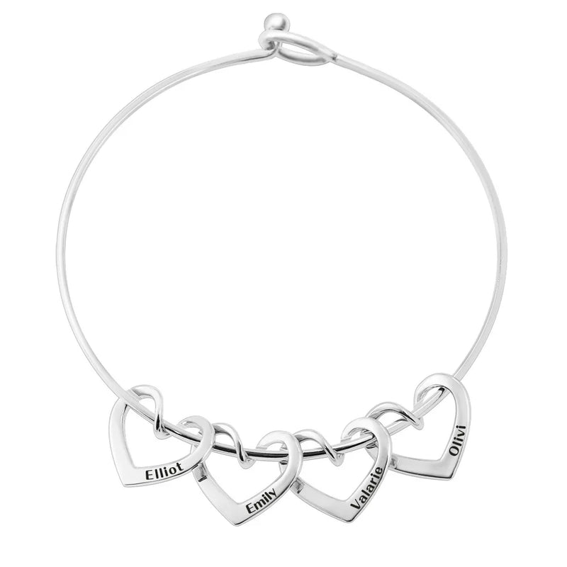 Personalized Heart Name Bangle Stainless Steel Engrave Bracelet