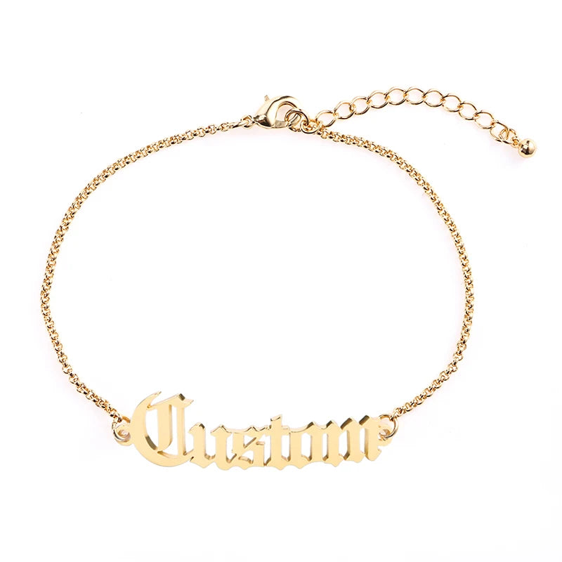 Duoying Name Bracelet Personalized Initial Charm Bracelet For Women