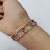 Duoying Zirconia Initials Name Bracelet Chain Full Stone Letter Xmas Gift