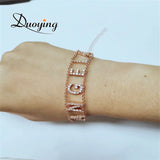 Duoying Zirconia Initials Name Bracelet Chain Full Stone Letter Xmas Gift