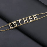 Duoying Zirconia Letter Bracelet Personalized Initials Name Chain Xmas Gift