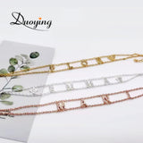 Duoying Zirconia Letter Bracelet Personalized Initials Name Chain Xmas Gift