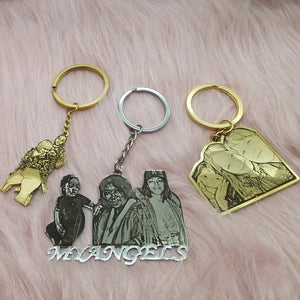 Personalized Picture Engrave Pendant Necklace Keyring for Men Gift