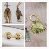 Personalized Picture Engrave Pendant Necklace Keyring for Men Gift