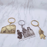 Personalized Picture Engrave Pendant Necklace Keyring for Men Gift