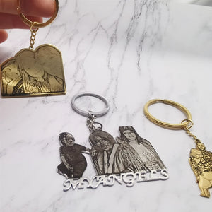 Personalized Picture Engrave Pendant Necklace Keyring for Men Gift