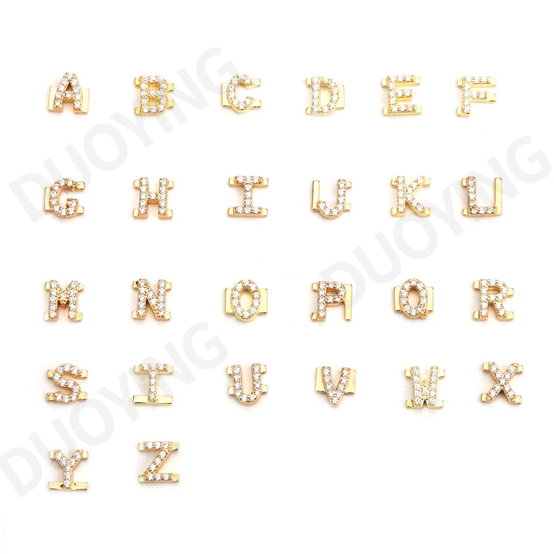 DIY Slider Charms Necklace Zirconia Letters Choker Personalized Name Necklace