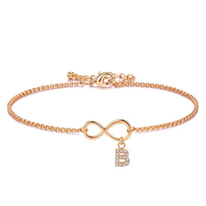 Infinity Bracelet Women Chain Link Initial A-Z Rhinestone Supplier