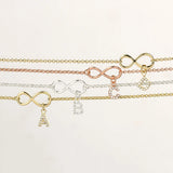 Infinity Bracelet Women Chain Link Initial A-Z Rhinestone Supplier