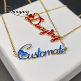 Duoying Enamel Choker Handwriting Name Necklaces DIY Name Necklace