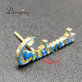 Custom Enamel Nameplate Earrings, Cursive Initial Stud, Mom Gift
