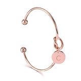 Duoying Engraved Letters Bracelet Knotted Cuff Bangle Initial Charm Bracelet