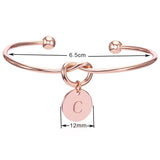 Duoying Engraved Letters Bracelet Knotted Cuff Bangle Initial Charm Bracelet