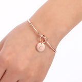 Duoying Engraved Letters Bracelet Knotted Cuff Bangle Initial Charm Bracelet