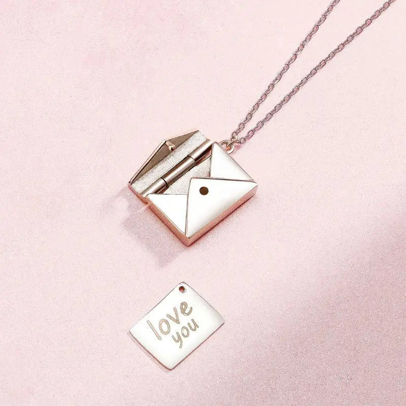 Duoying Envelope Necklace 925 Silver Love Letter Pendant