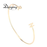 Duoying Initial Name Bracelets Bangle Double Letters Bracelet for Women